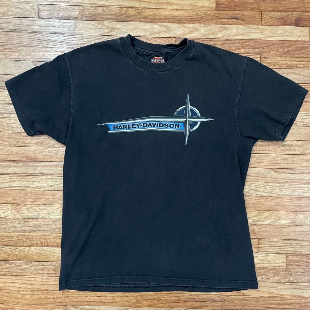 Vintage 1999 Harley-Davidson Motorcycle Faded Black T-Shirt - Indianapolis, IN